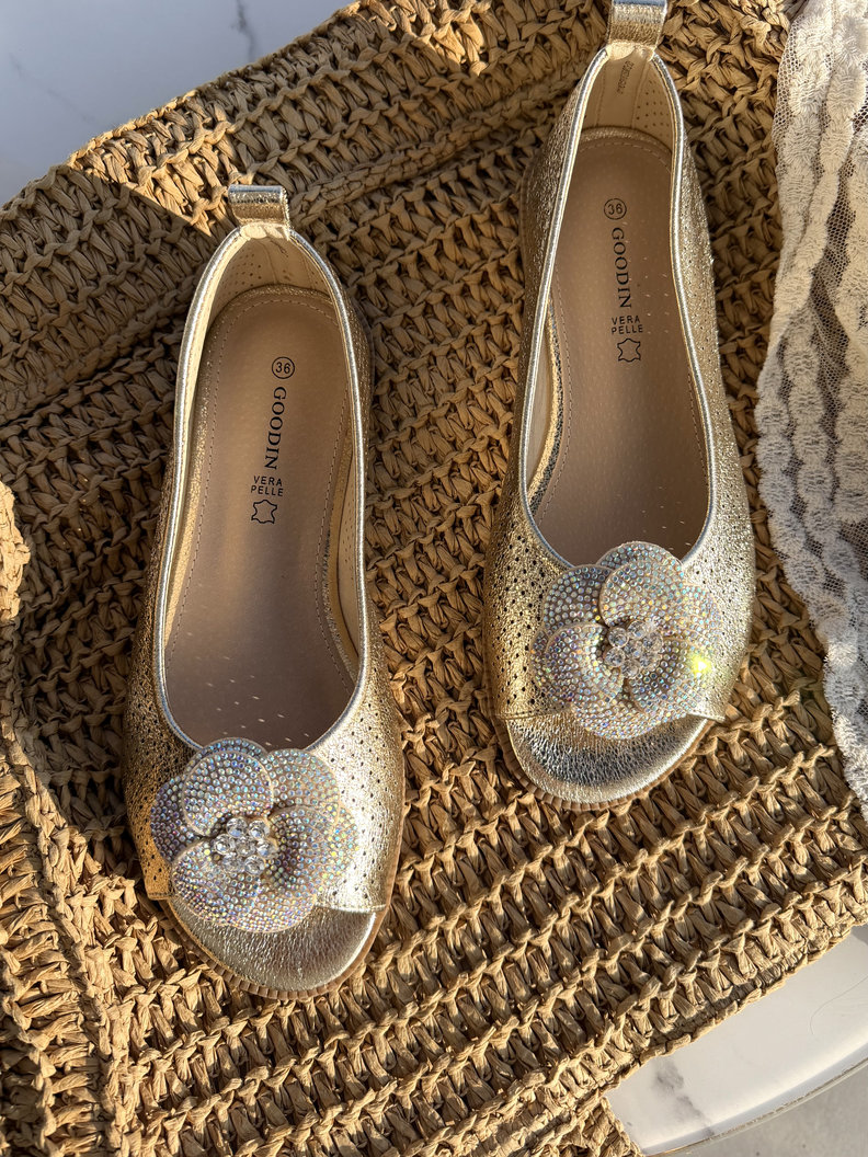 Złote wygodne baleriny ROSALIA