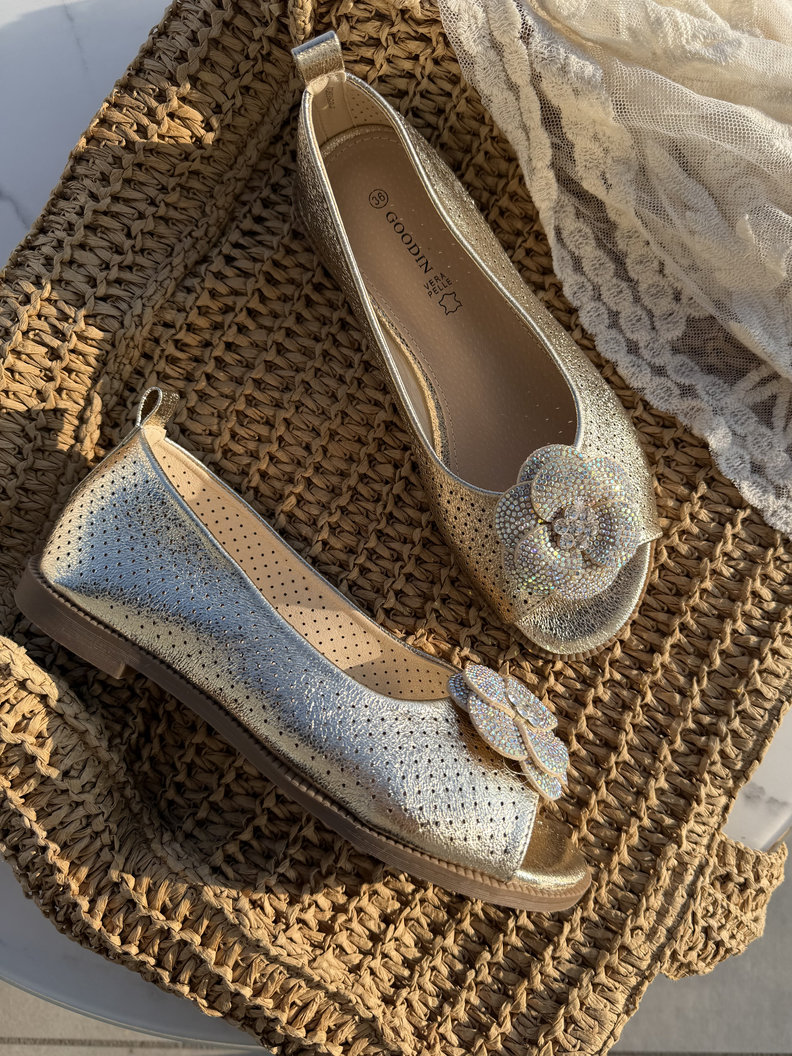 Złote wygodne baleriny ROSALIA - obrazek 4