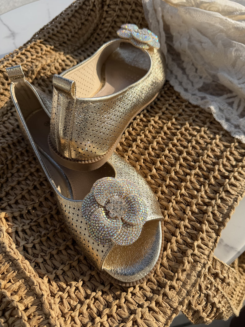 Złote wygodne baleriny ROSALIA - obrazek 5