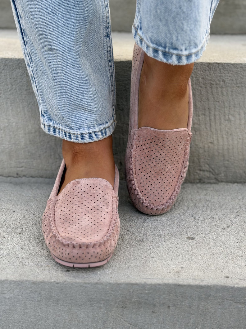 Ażurowe mokasyny MISSIS PINK skóra naturalna - obrazek 6