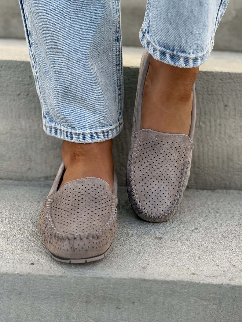 Ażurowe mokasyny MISSIS BEIGE skóra naturalna - obrazek 5