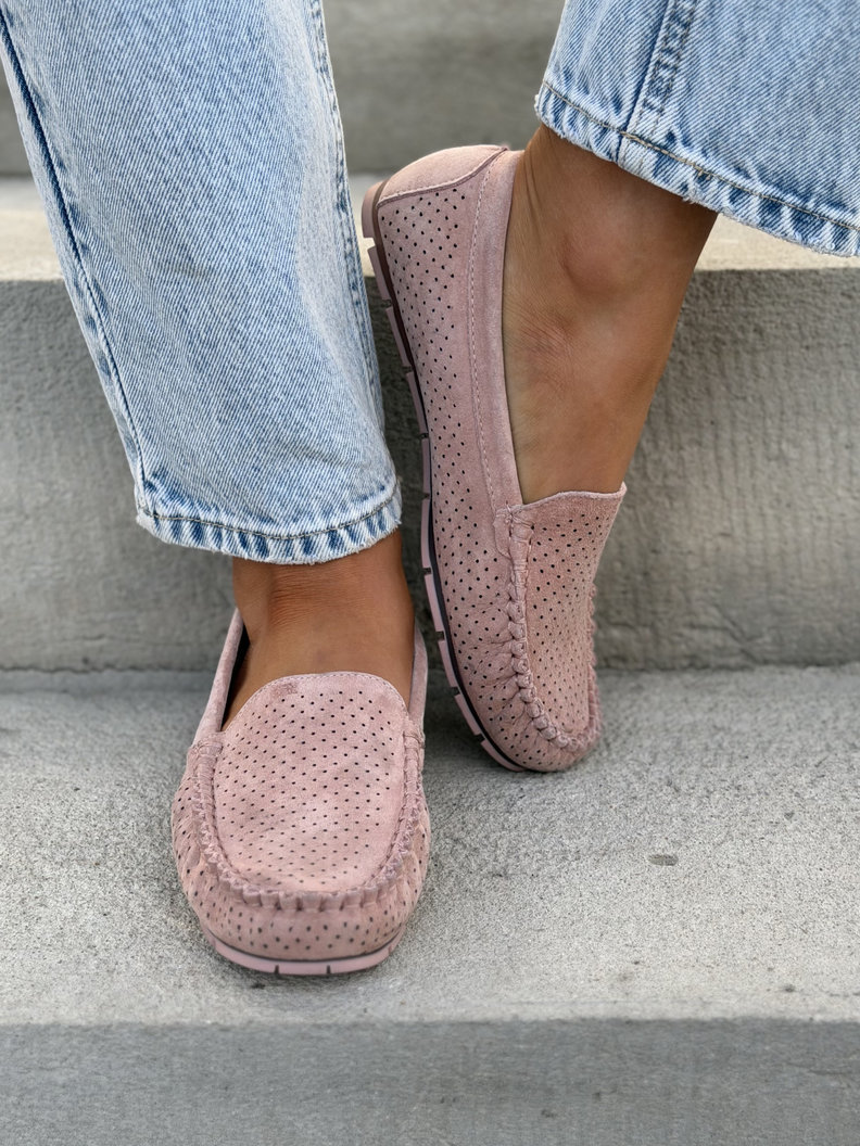 Ażurowe mokasyny MISSIS PINK skóra naturalna - obrazek 7