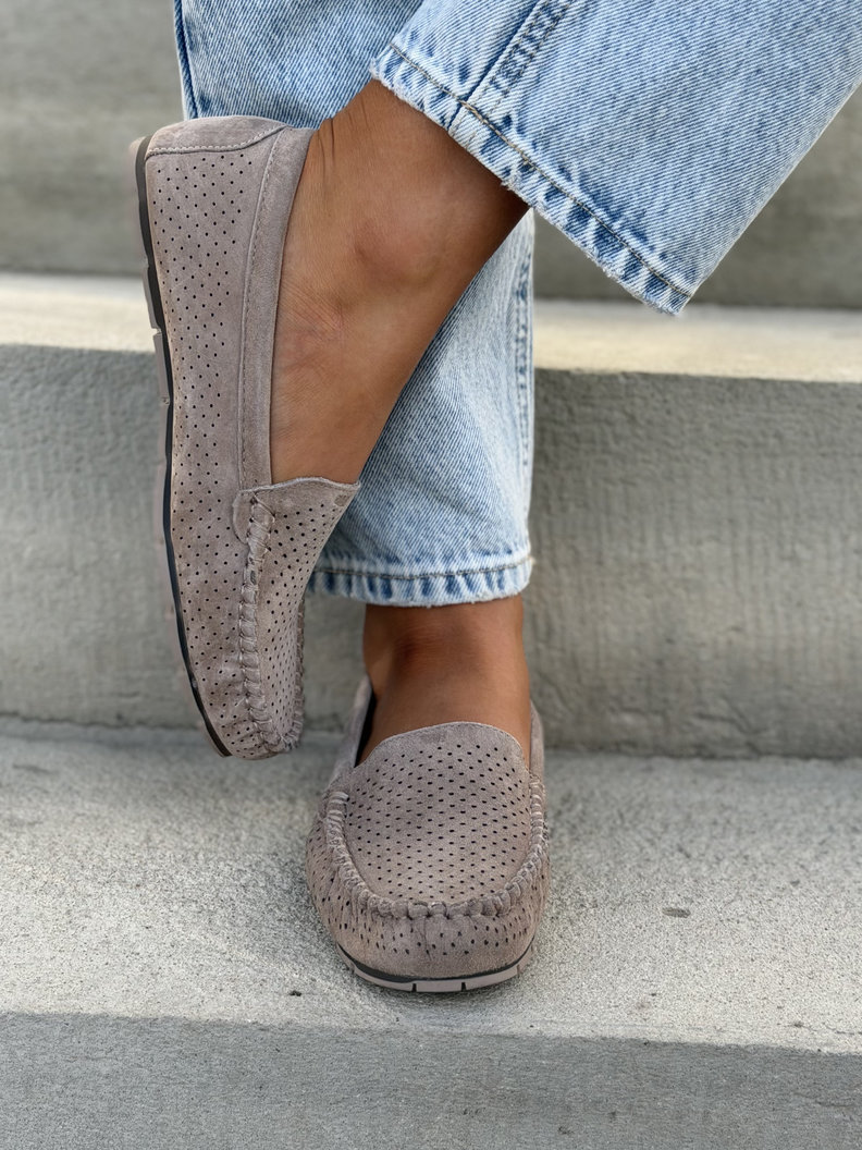 Ażurowe mokasyny MISSIS BEIGE skóra naturalna - obrazek 6