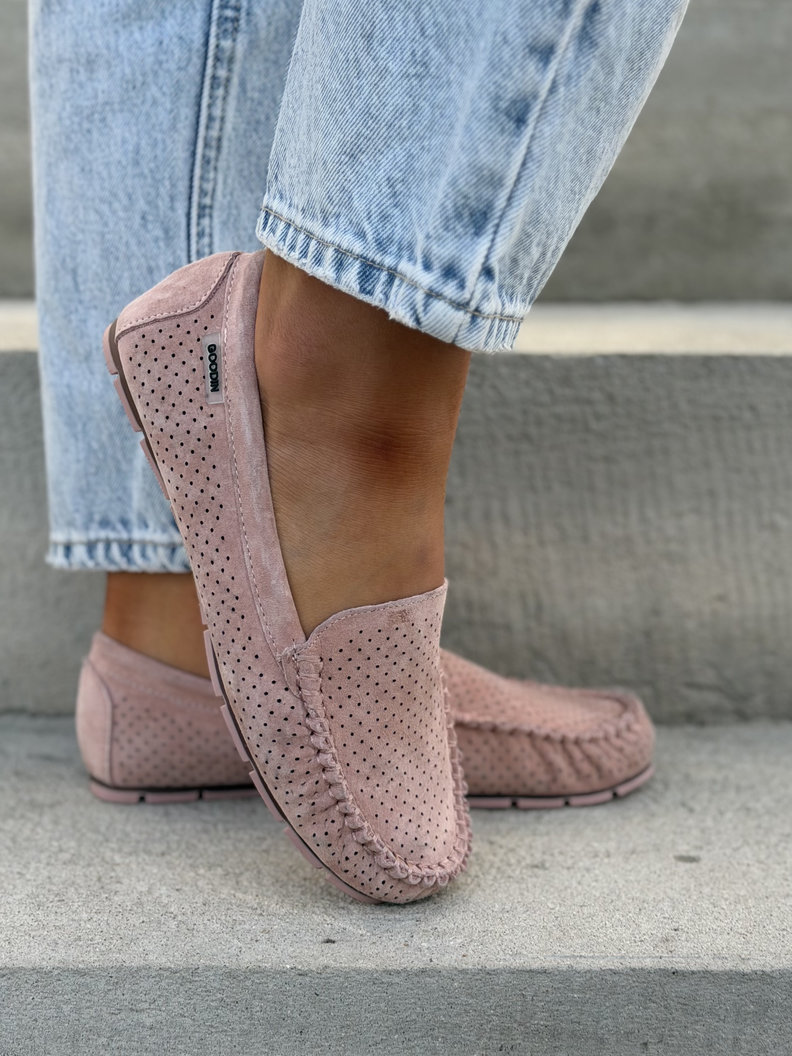 Ażurowe mokasyny MISSIS PINK skóra naturalna - obrazek 5