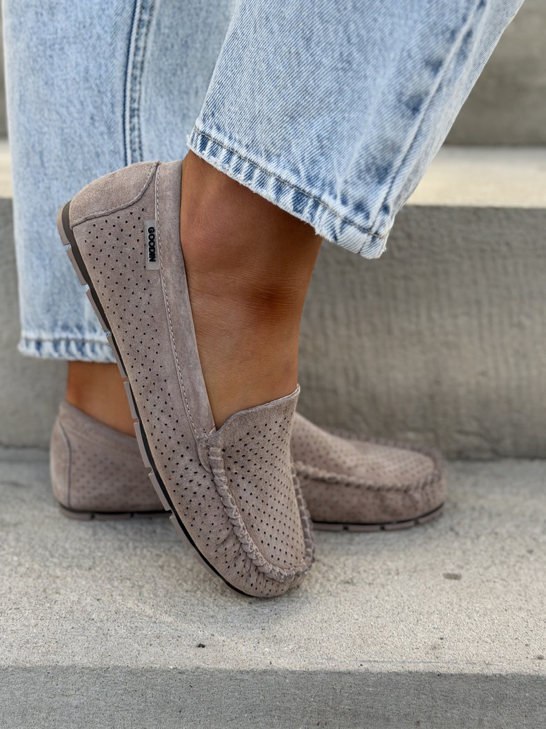 Ażurowe mokasyny MISSIS BEIGE skóra naturalna - obrazek 7