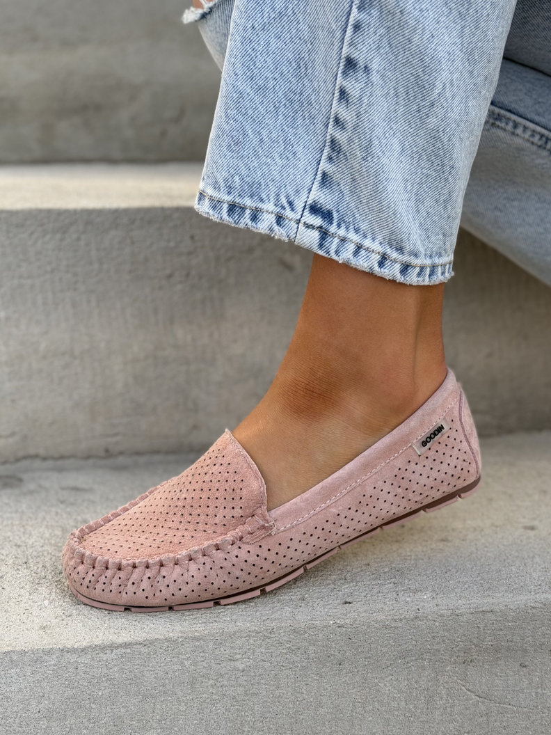 Ażurowe mokasyny MISSIS PINK skóra naturalna - obrazek 4