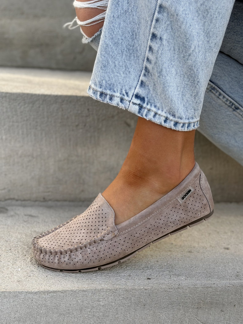 Ażurowe mokasyny MISSIS BEIGE skóra naturalna - obrazek 4