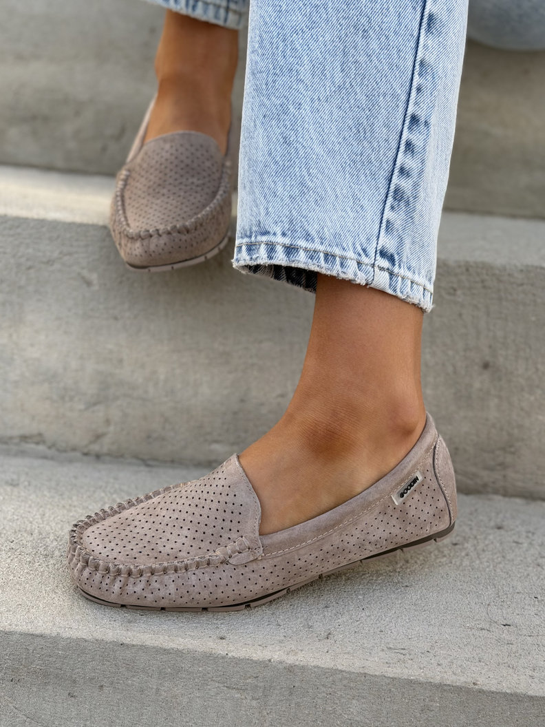 Ażurowe mokasyny MISSIS BEIGE skóra naturalna