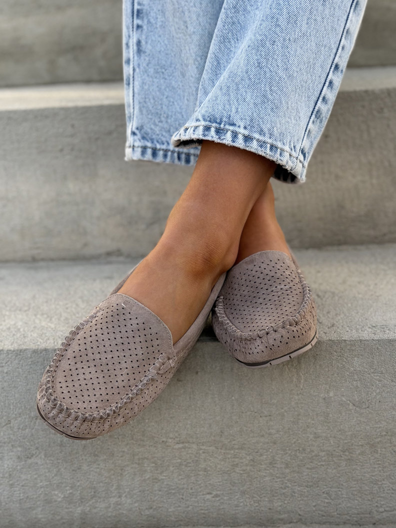 Ażurowe mokasyny MISSIS BEIGE skóra naturalna - obrazek 3