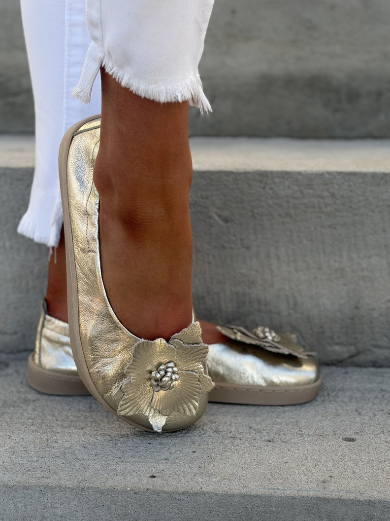 BALERINY KAZADII BAREFOOT CLARESA GOLD skóra naturalna