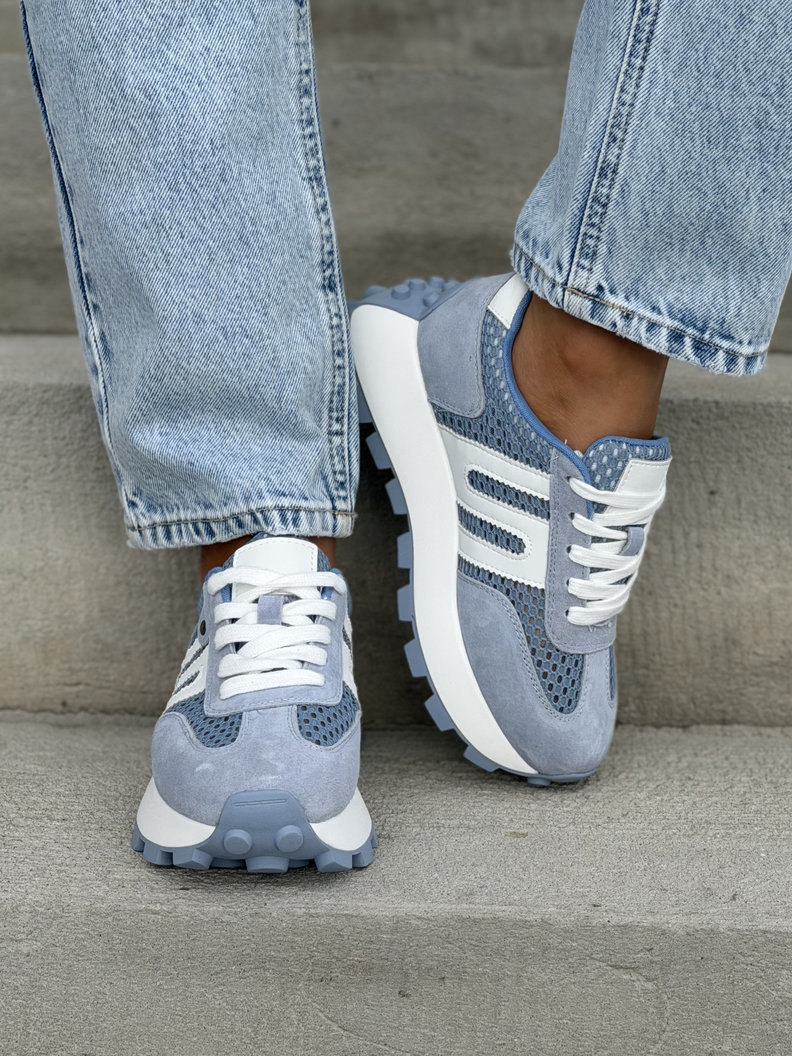 Lekkie sneakersy na wyższej podeszwie AVIOR BLUE skóra naturalna - obrazek 4