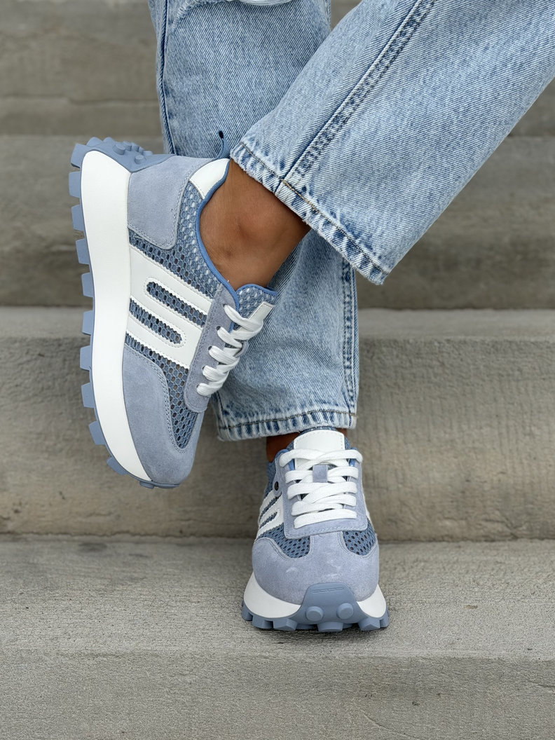 Lekkie sneakersy na wyższej podeszwie AVIOR BLUE skóra naturalna - obrazek 6