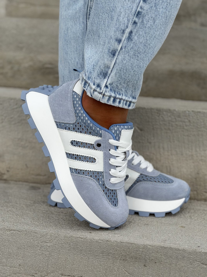 Lekkie sneakersy na wyższej podeszwie AVIOR BLUE skóra naturalna