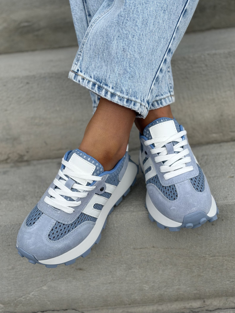 Lekkie sneakersy na wyższej podeszwie AVIOR BLUE skóra naturalna - obrazek 7