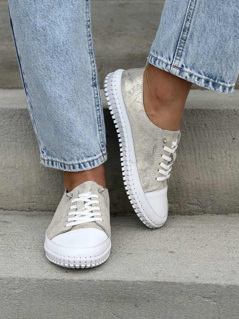 Mega wygodne trampki ZELLA GOLD skóra naturalna - obrazek 3