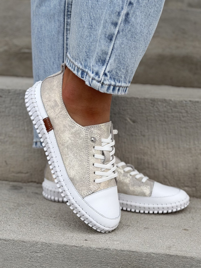 Mega wygodne trampki ZELLA GOLD skóra naturalna - obrazek 5