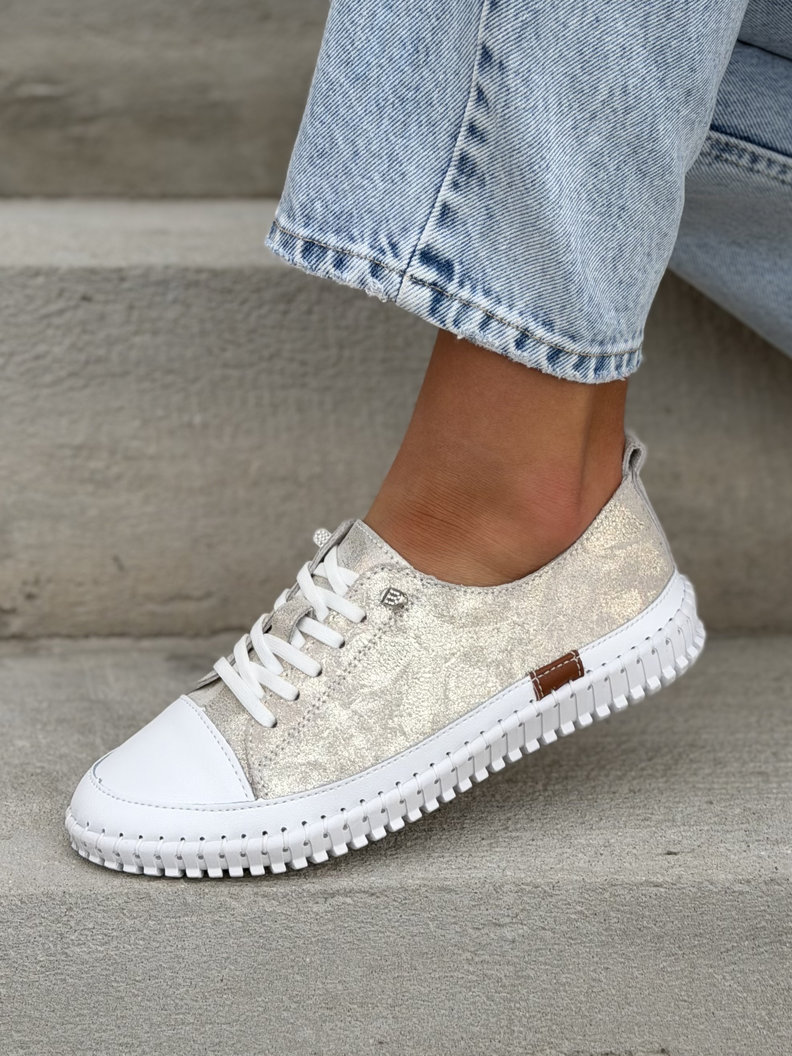 Mega wygodne trampki ZELLA GOLD skóra naturalna