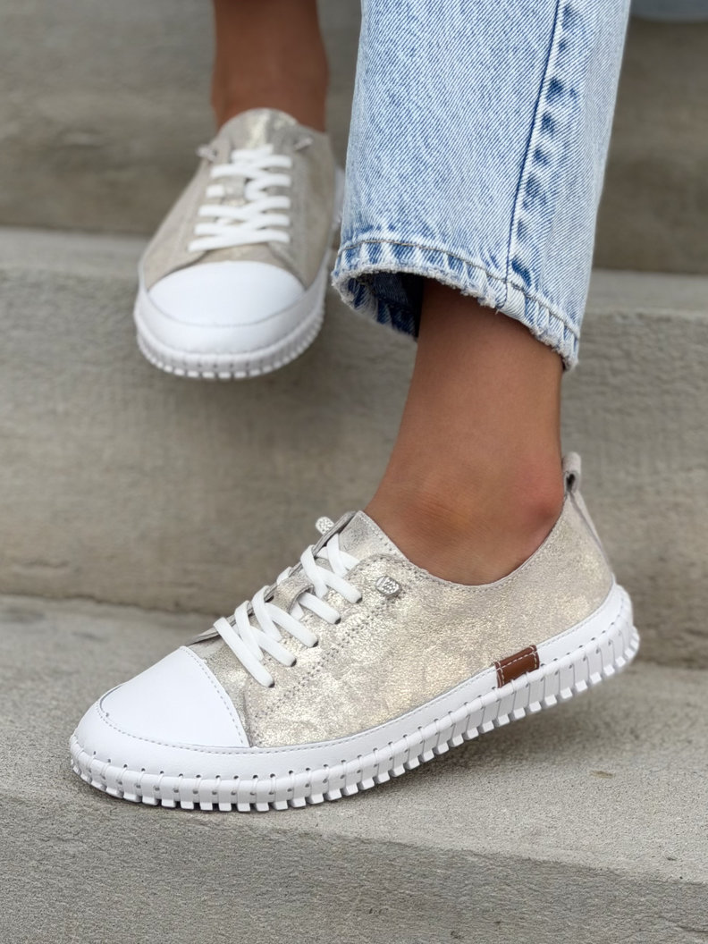 Mega wygodne trampki ZELLA GOLD skóra naturalna - obrazek 6