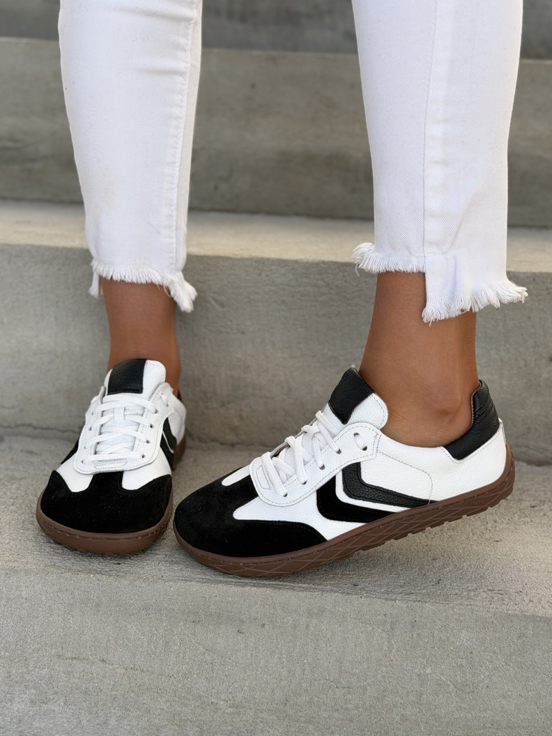 Modne trampki KAZADII BAREFOOT BLOMI WHITE BLACK skóra naturalna - obrazek 7