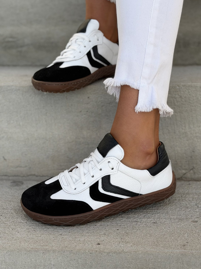 Modne trampki KAZADII BAREFOOT BLOMI WHITE BLACK skóra naturalna - obrazek 5