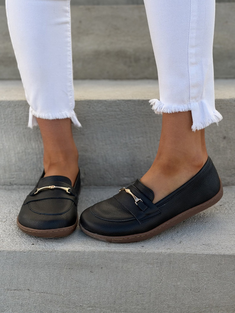 Mokasyny KAZADII BAREFOOT VELLIA BLACK GRAIN skóra naturalna - obrazek 3