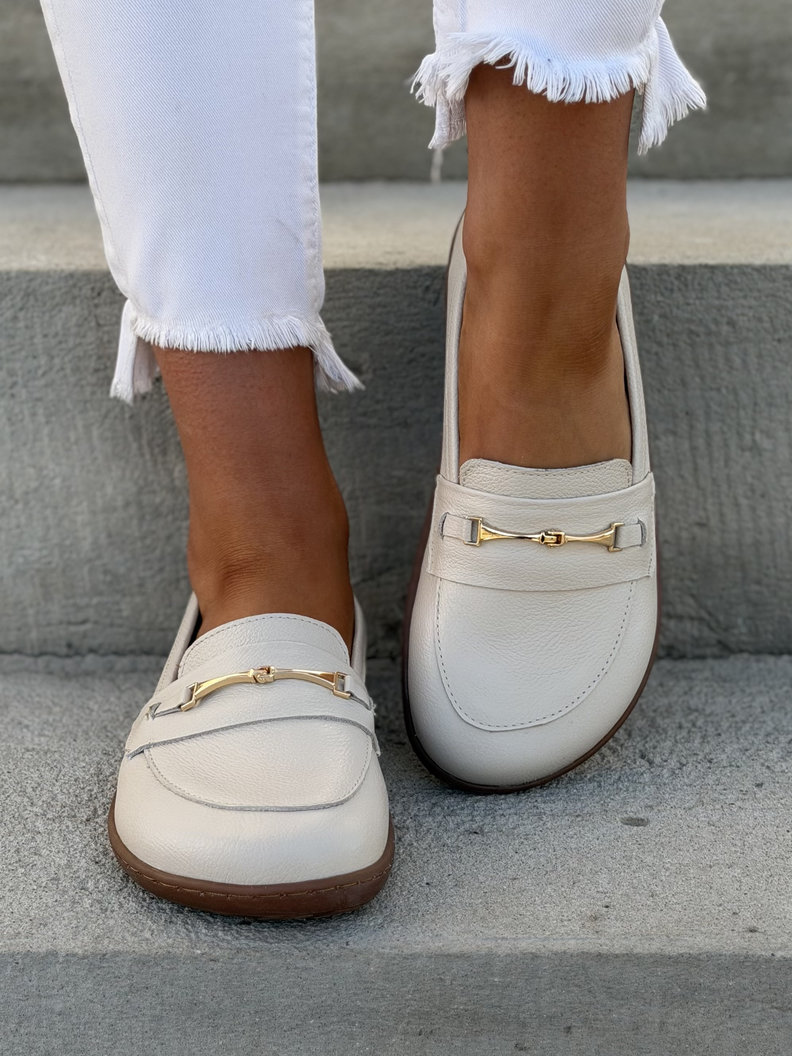 Mokasyny KAZADII BAREFOOT VELLIA BEIGE GRAIN skóra naturalna - obrazek 4