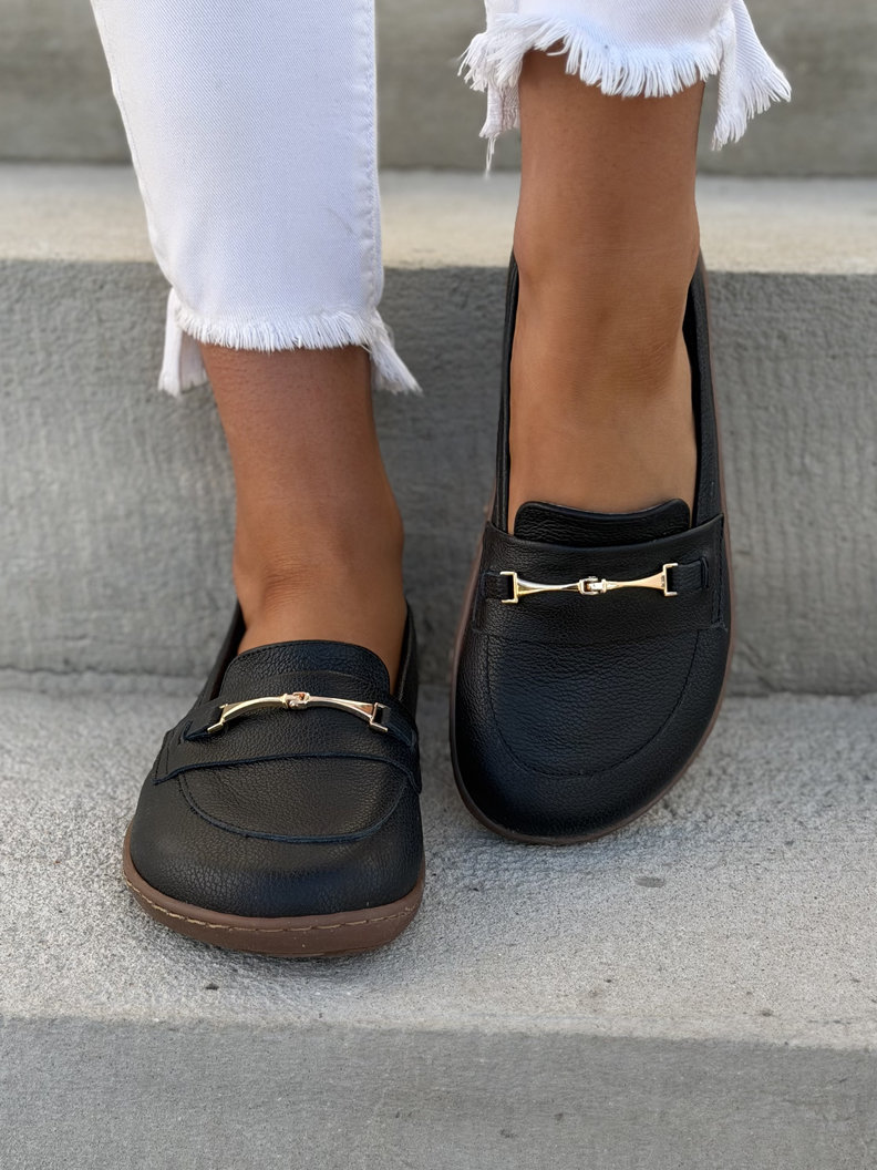 Mokasyny KAZADII BAREFOOT VELLIA BLACK GRAIN skóra naturalna - obrazek 4