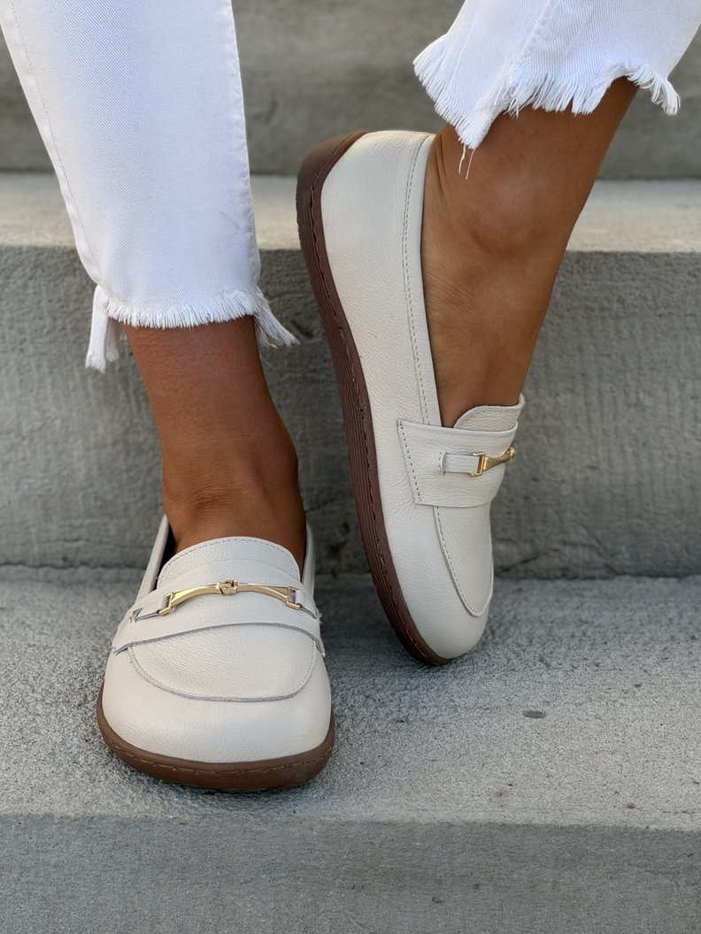 Mokasyny KAZADII BAREFOOT VELLIA BEIGE GRAIN skóra naturalna - obrazek 5