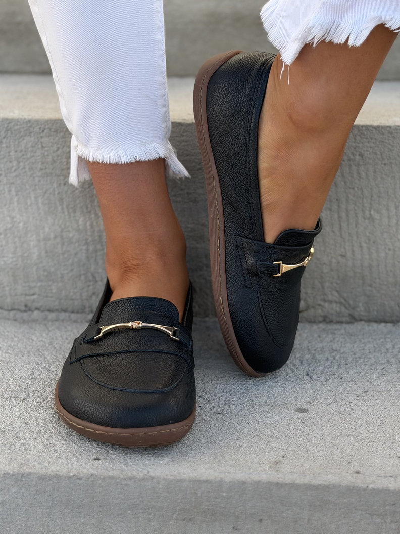 Mokasyny KAZADII BAREFOOT VELLIA BLACK GRAIN skóra naturalna - obrazek 5