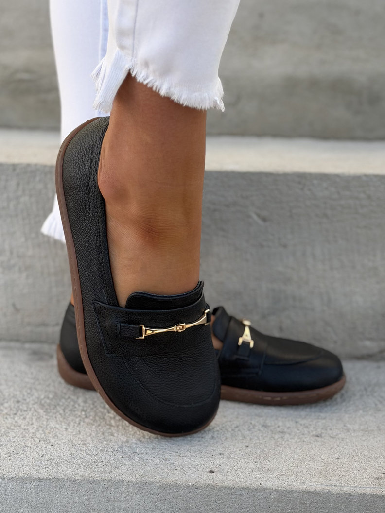 Mokasyny KAZADII BAREFOOT VELLIA BLACK GRAIN skóra naturalna - obrazek 11