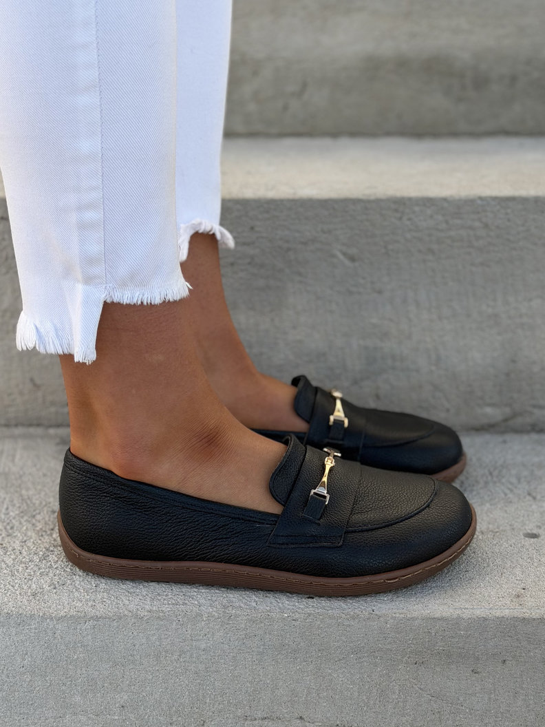 Mokasyny KAZADII BAREFOOT VELLIA BLACK GRAIN skóra naturalna - obrazek 6