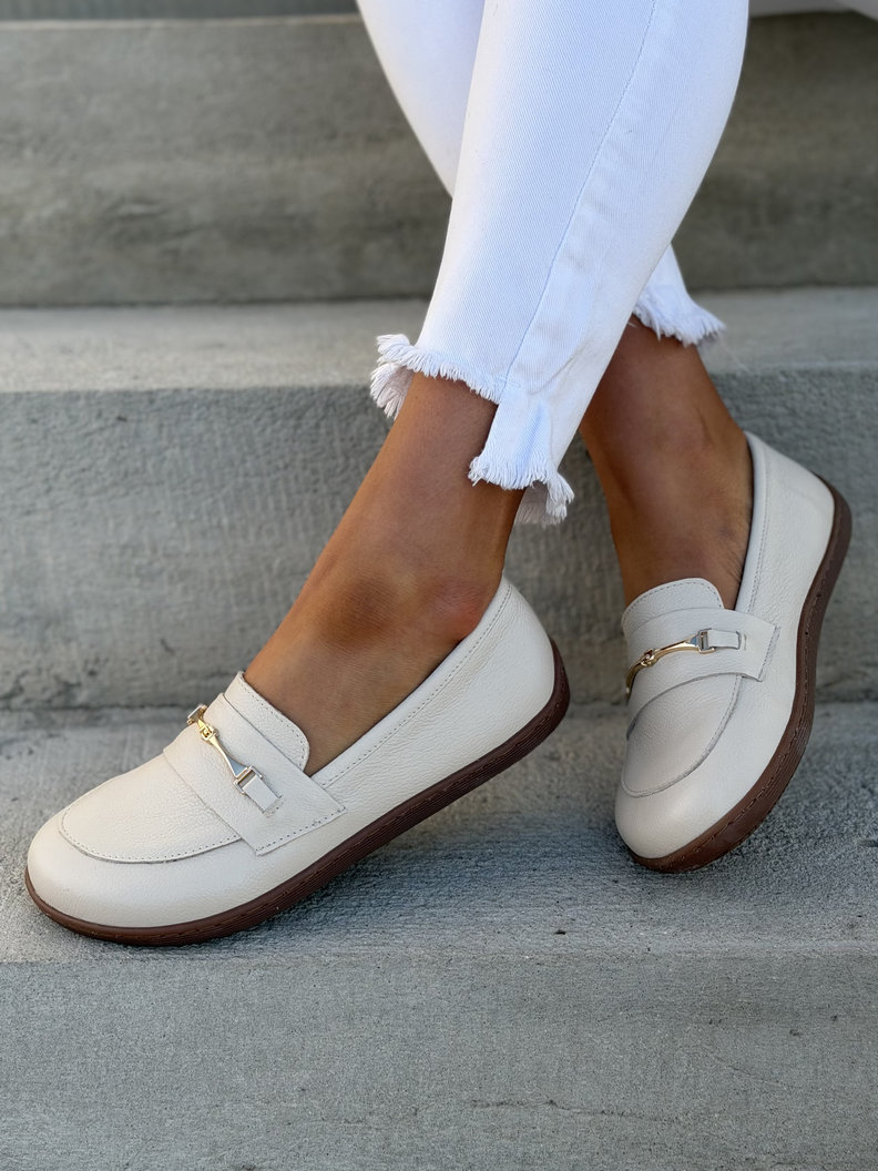 Mokasyny KAZADII BAREFOOT VELLIA BEIGE GRAIN skóra naturalna - obrazek 8