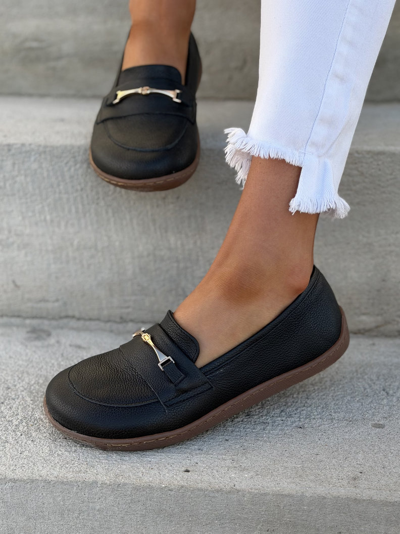 Mokasyny KAZADII BAREFOOT VELLIA BLACK GRAIN skóra naturalna - obrazek 8