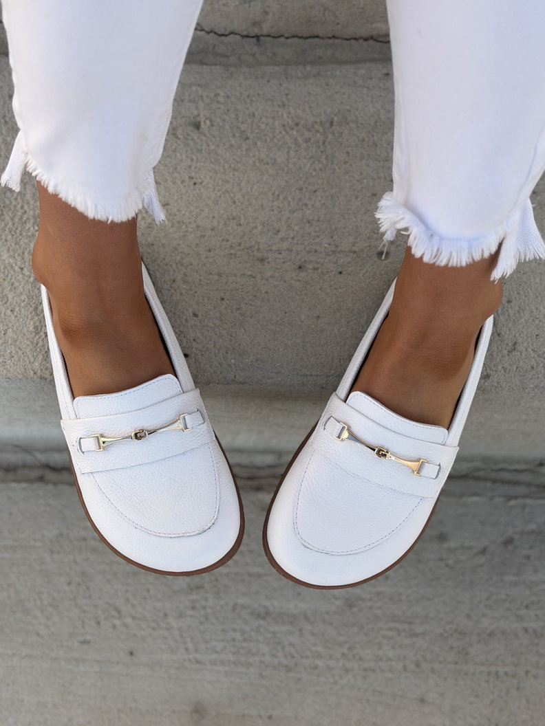 Mokasyny KAZADII BAREFOOT VELLIA WHITE skóra naturalna