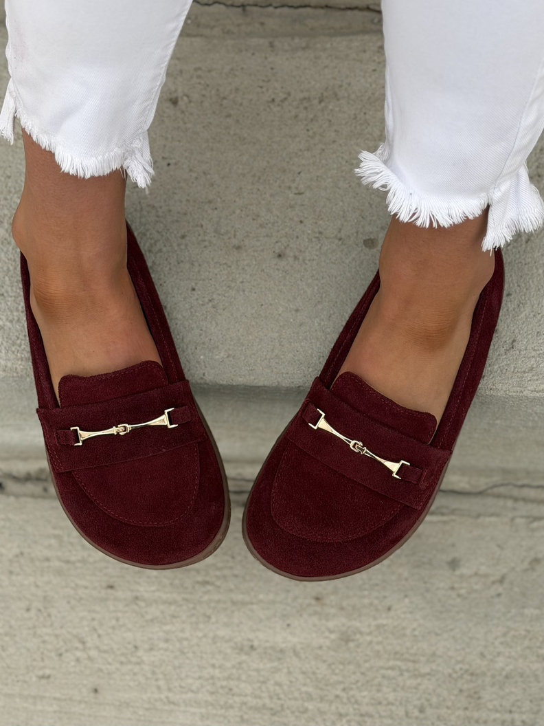 Mokasyny KAZADII BAREFOOT VELLIA BURGUNDY skóra naturalna