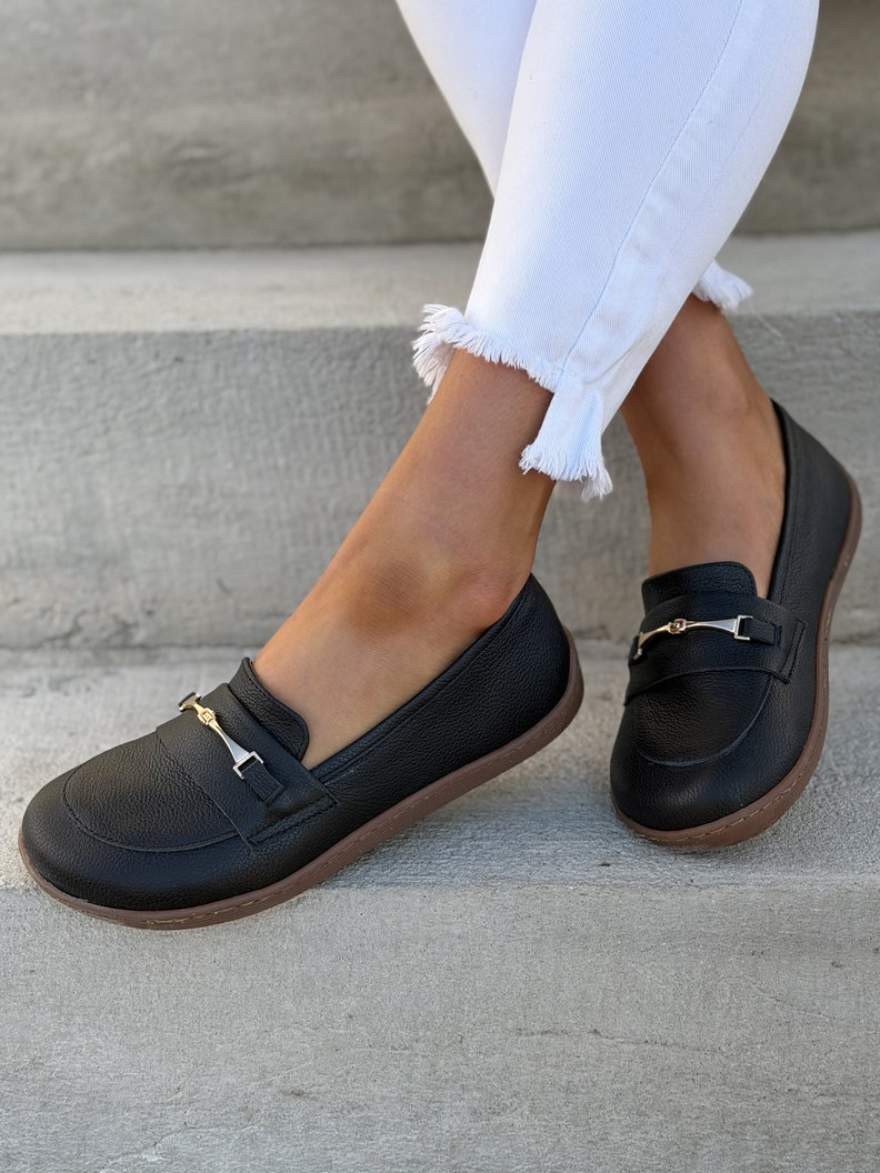 Mokasyny KAZADII BAREFOOT VELLIA BLACK GRAIN skóra naturalna - obrazek 7
