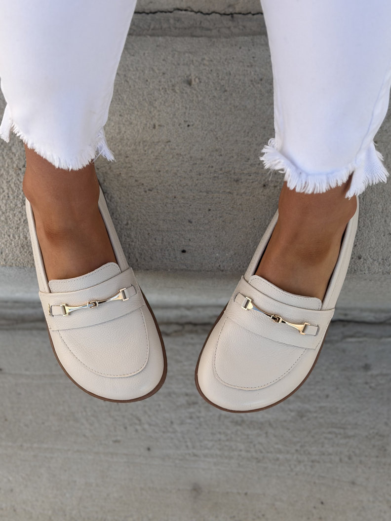 Mokasyny KAZADII BAREFOOT VELLIA BEIGE GRAIN skóra naturalna