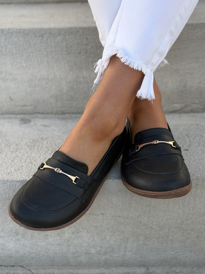Mokasyny KAZADII BAREFOOT VELLIA BLACK GRAIN skóra naturalna - obrazek 9