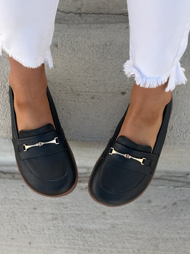 Mokasyny KAZADII BAREFOOT VELLIA BLACK GRAIN skóra naturalna