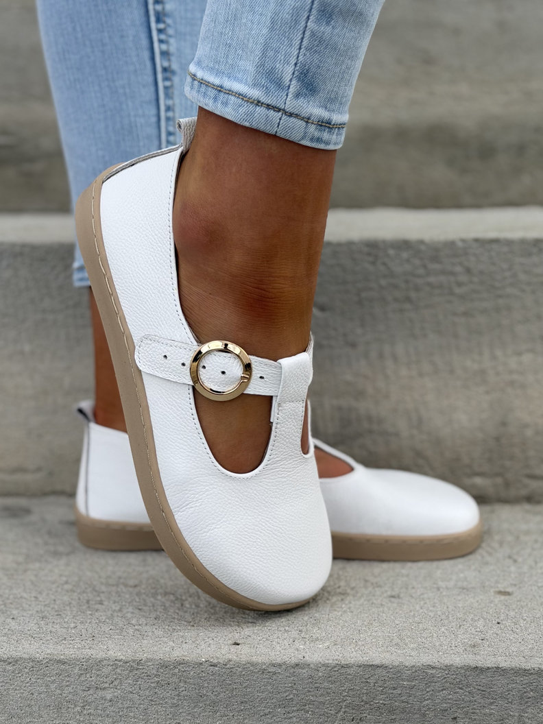 PÓŁBUTY KAZADII BAREFOOT FENSI WHITE skóra naturalna