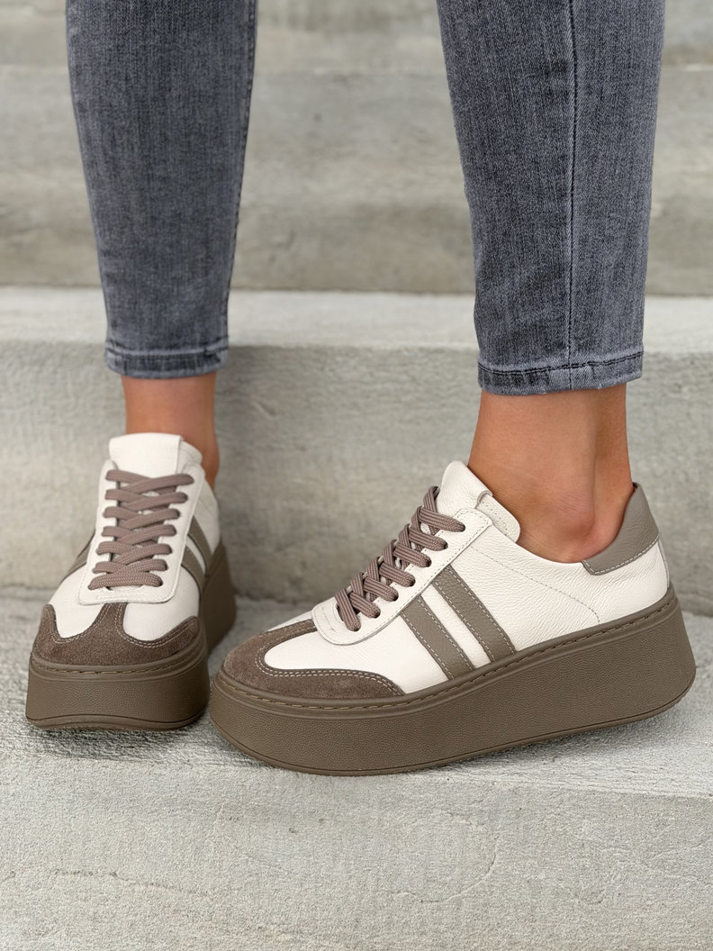 Trampki KAZADII CONTI BEIGE CHOCO skóra naturalna - obrazek 10