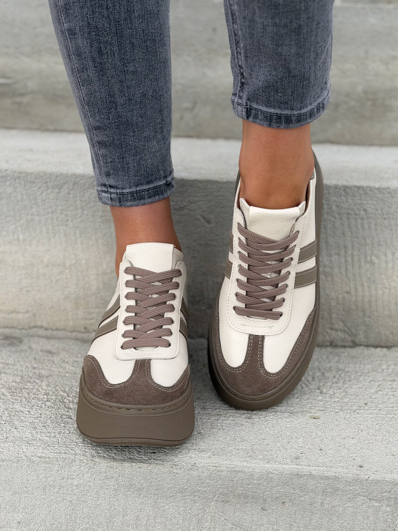 Trampki KAZADII CONTI BEIGE CHOCO skóra naturalna - obrazek 3