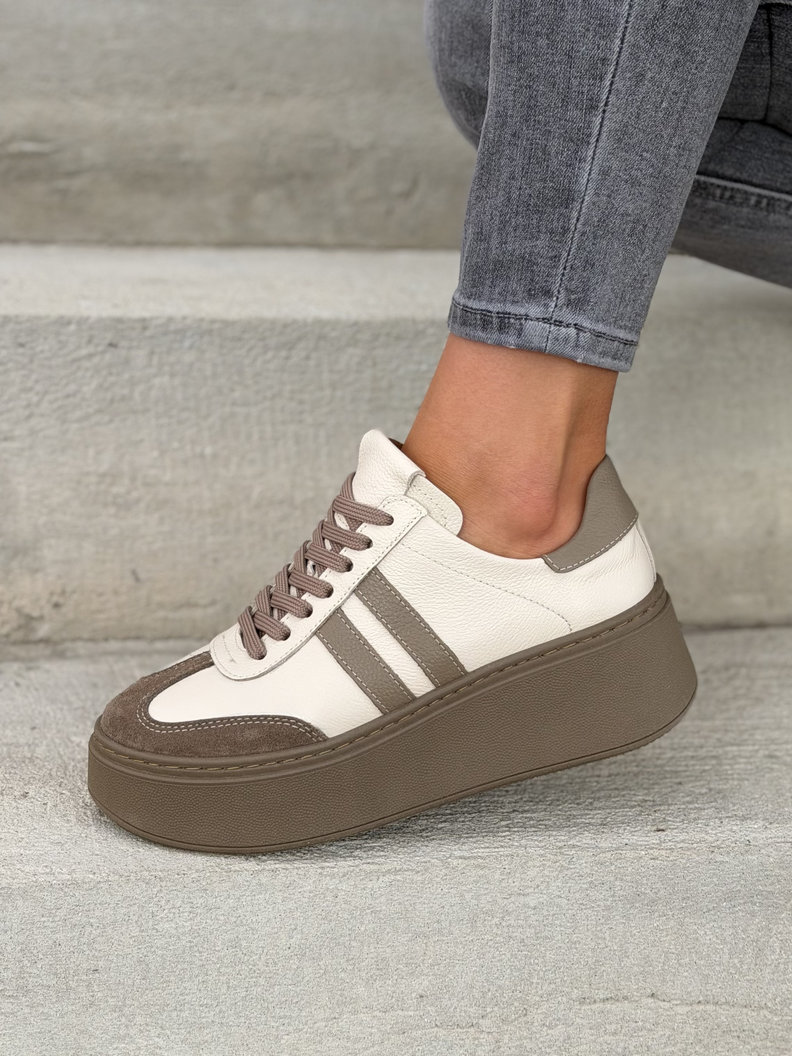 Trampki KAZADII CONTI BEIGE CHOCO skóra naturalna - obrazek 6