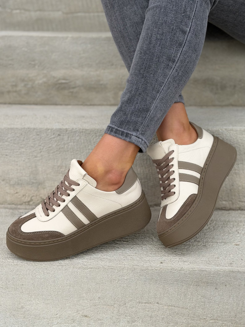 Trampki KAZADII CONTI BEIGE CHOCO skóra naturalna - obrazek 8