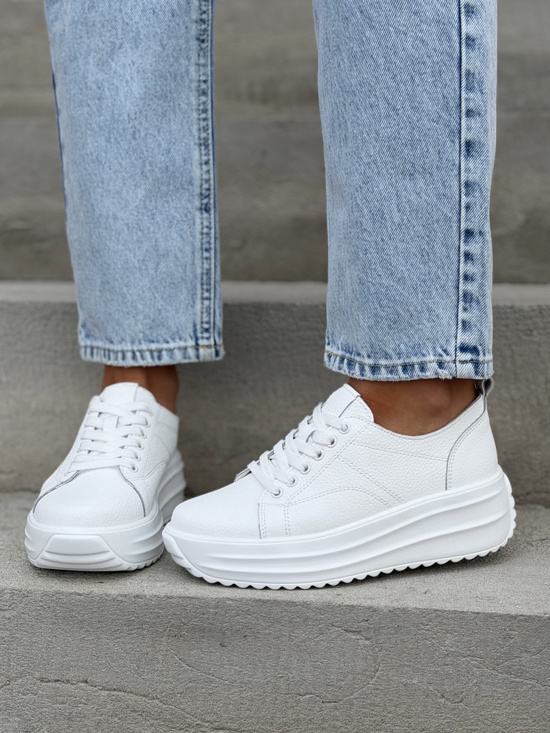 ULTRALEKKIE sneakersy WHITE ELEVÈ na wyższej podeszwie skóra naturalna - obrazek 9