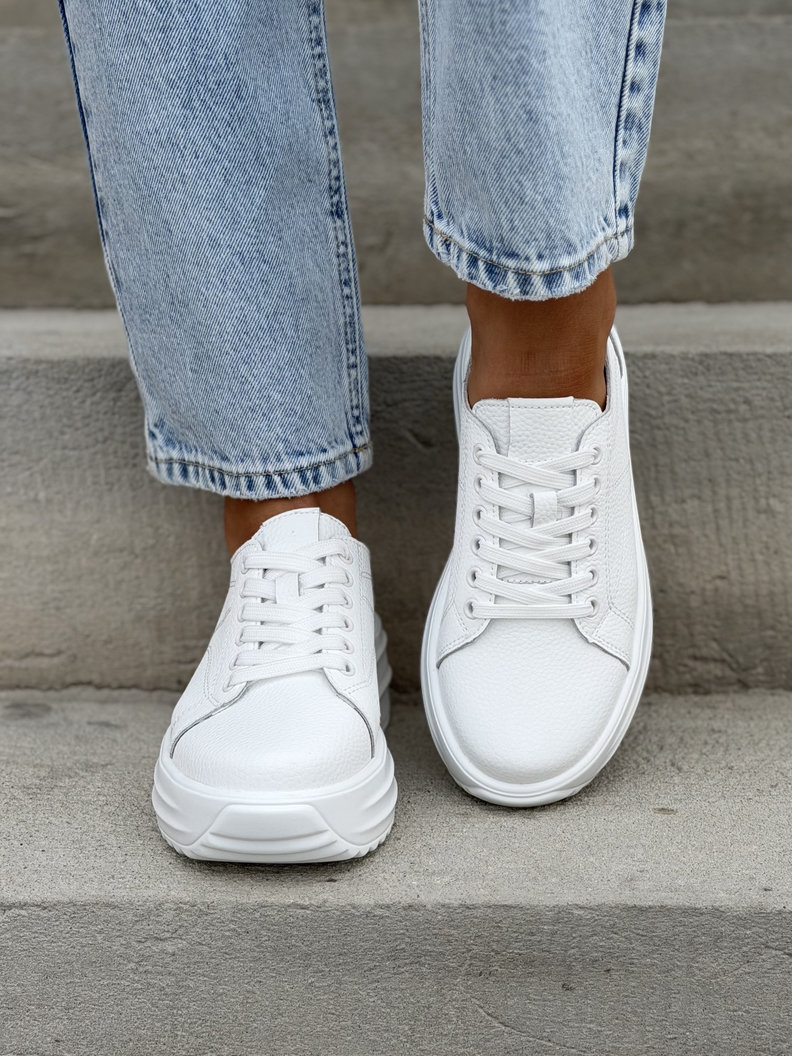 ULTRALEKKIE sneakersy WHITE ELEVÈ na wyższej podeszwie skóra naturalna - obrazek 4