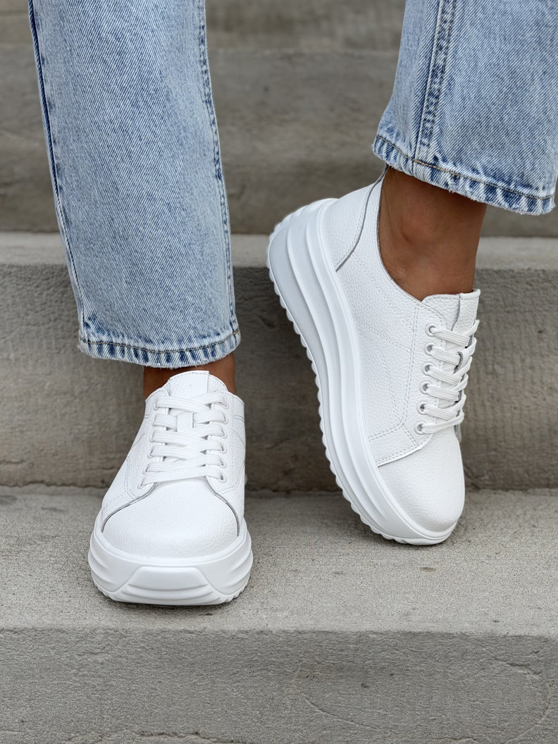 ULTRALEKKIE sneakersy WHITE ELEVÈ na wyższej podeszwie skóra naturalna - obrazek 5