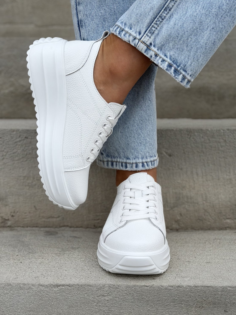 ULTRALEKKIE sneakersy WHITE ELEVÈ na wyższej podeszwie skóra naturalna - obrazek 6
