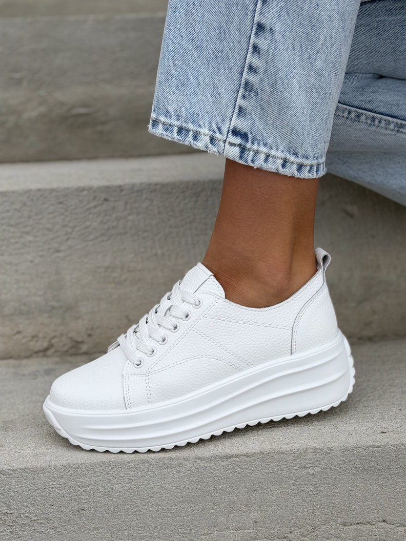 ULTRALEKKIE sneakersy WHITE ELEVÈ na wyższej podeszwie skóra naturalna - obrazek 3