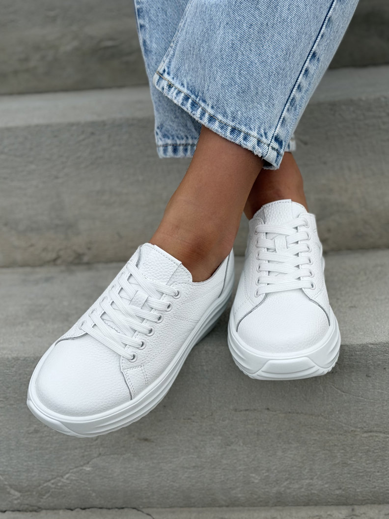 ULTRALEKKIE sneakersy WHITE ELEVÈ na wyższej podeszwie skóra naturalna - obrazek 8